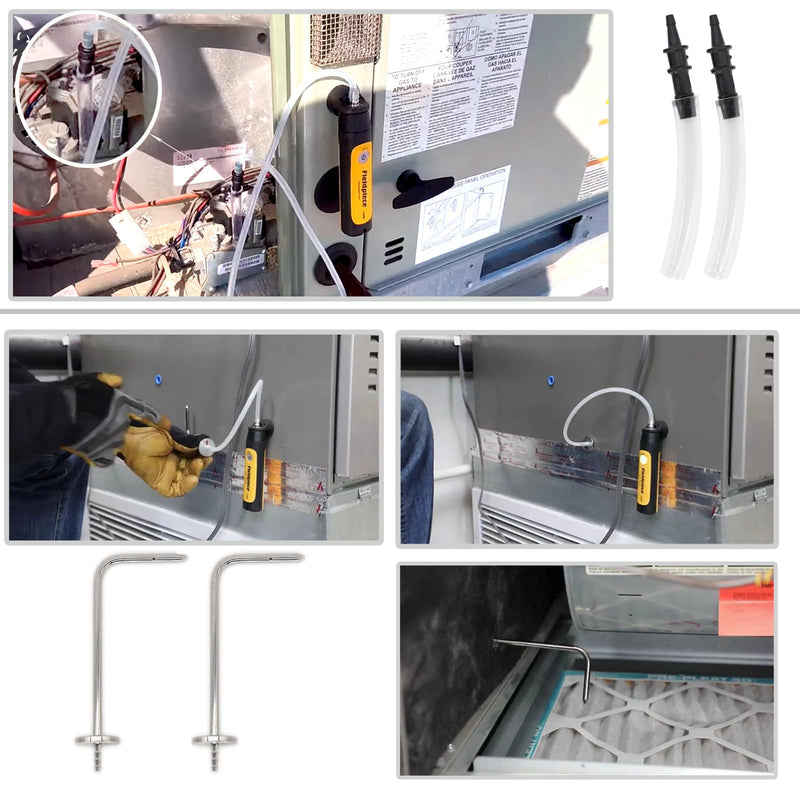 Static Pressure Probes Kit for HVAC,2xStatic Tubes with Magnet, 2xSilicone Soft tubes(5.91ft),2 Manometer Tube Adapter/Fitting 3/16inch to 5/16inch Static pressure probes kit
