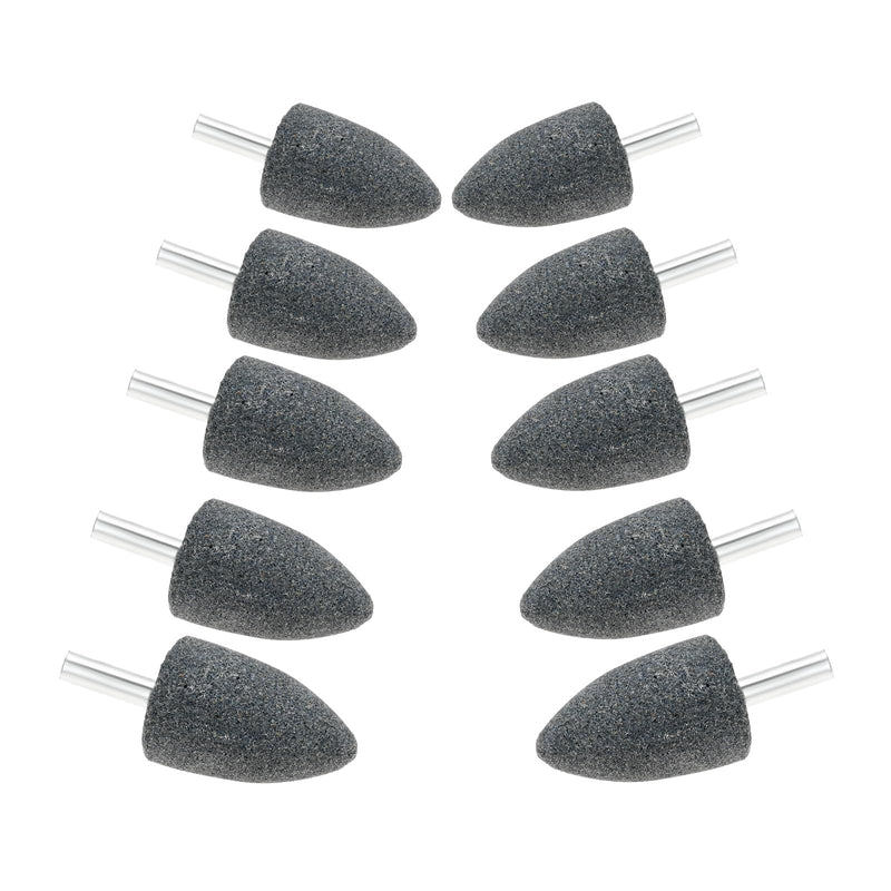 dophee 10Pcs 25mm Cone Shape Aluminum Oxide Mounted Grinding Stones Rotary Grinding Bits with 1/4" Shank for Electric Rotary Tools Drill Grinder