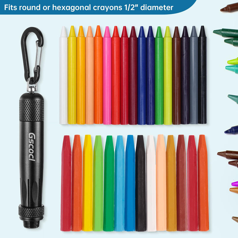 Lumber Crayon Holder for 1/2" Round or Hexagonal Crayons,Ferro Rods. Industrial Heavy Duty Carpenter,Construction Aluminum Crayon Holder (Black) Black