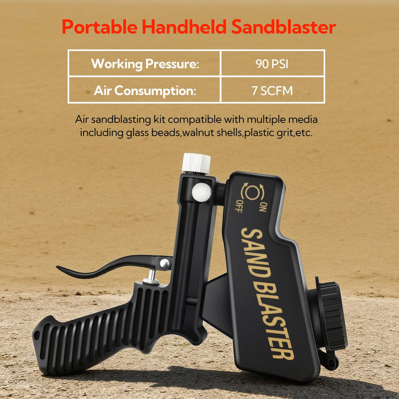 Small Handy Sand Blaster, Air Portable Sand Blasters Kit for Grinding and Polishing Burrs and Rust Removal on the Surface of Metal Materials