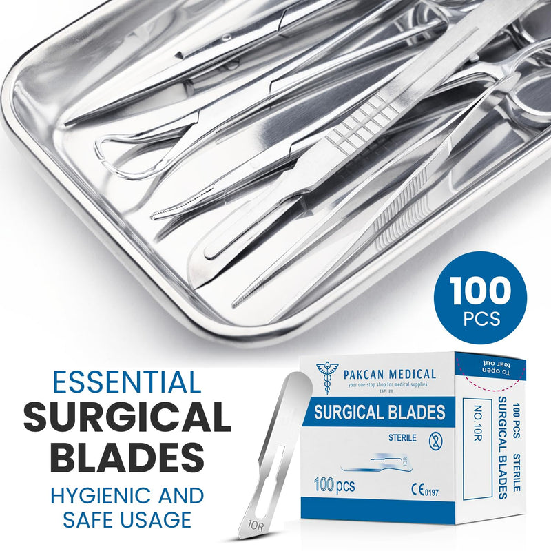 100 pcs #10R Dermaplaning Scalpel Blades 0.7 mm Extra Wide Sterile Blades Carbon Steel - Individually Wrapped Pack of 100 Blades (#10R Blades (100 Qty)) #10R Blades (100 qty)