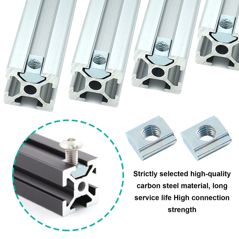 50Pcs 20 Series Sliding T Nuts M5 Thread, Slide in Hammer Head T Nut T-Slot Slide Nuts for 20x20 Standard 6mm T-Slot Aluminum Extrusion Profile 20M5 50