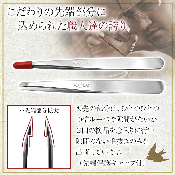 NaokiWorks Tweezers, Straight Kobayashi Seisakusho Tweezers, Tsubamesanjo, Easy to Remove, Skin-friendly, Cap Included - NewNest Australia
