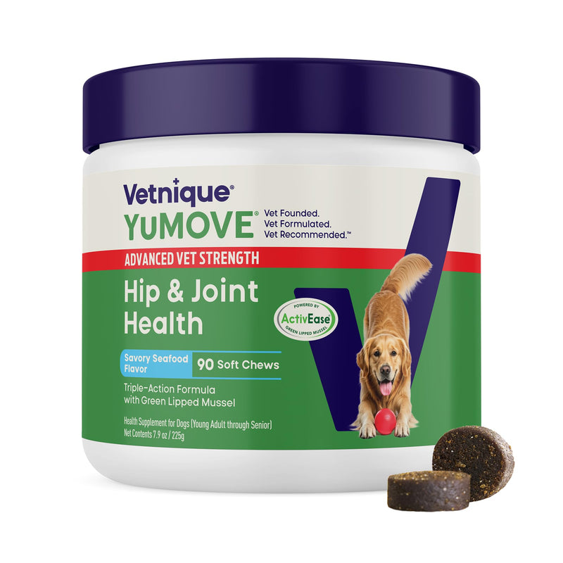 Glandex Anal Gland Soft Chews for Dogs (Peanut Butter, 60ct) + YuMOVE Advanced Strength Hip & Joint Supplement (90ct) | Digestive & Mobility Bundle