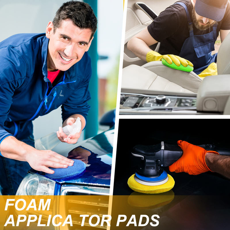 Tallew 50 Pcs Car Wax Microfiber Applicator Pads 5" Diameter Polishing Foam Pads Tire Soft Foam Sponge for Cars Detail Buffing Cleaning Polishing(4 Colors) 4 Colors