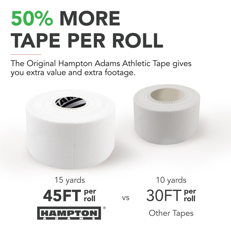 Hampton Adams | As Seen on Shark Tank | Orignial Athletic Sports Tape (3-Pack) | 45ft Rolls | Very Strong Easy Tear NO Sticky Residue | Best Tape for Athlete & Trainers | Fingers Ankles Wrist White