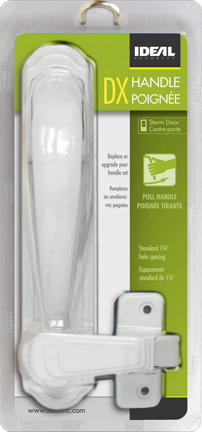 Ideal Security DX Pull Handle Set for Storm and Screen Doors, with Back Plate, White Modern