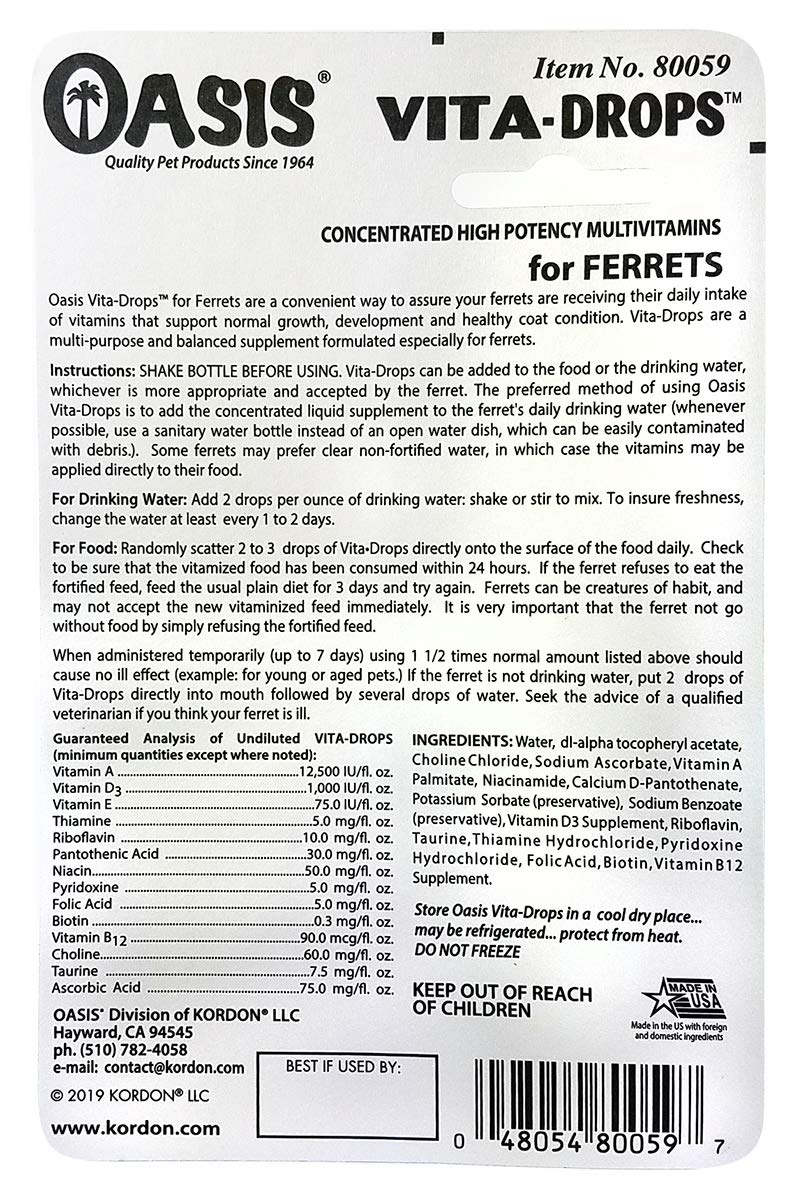 OASIS #80059 Ferret Vita-Drop Vitamins, 2-Ounce - PawsPlanet Australia
