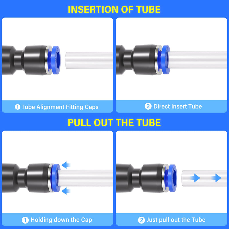 TAILONZ PNEUMATIC 60 pcs Straight Push Connectors Plastic Quick Release Connectors Air Line Fittings for 1/8 5/32 1/4 5/16 3/8 1/2Tube (2 Way) 1/8"/5/32"/1/4"/5/16"/3/8"/1/2"OD