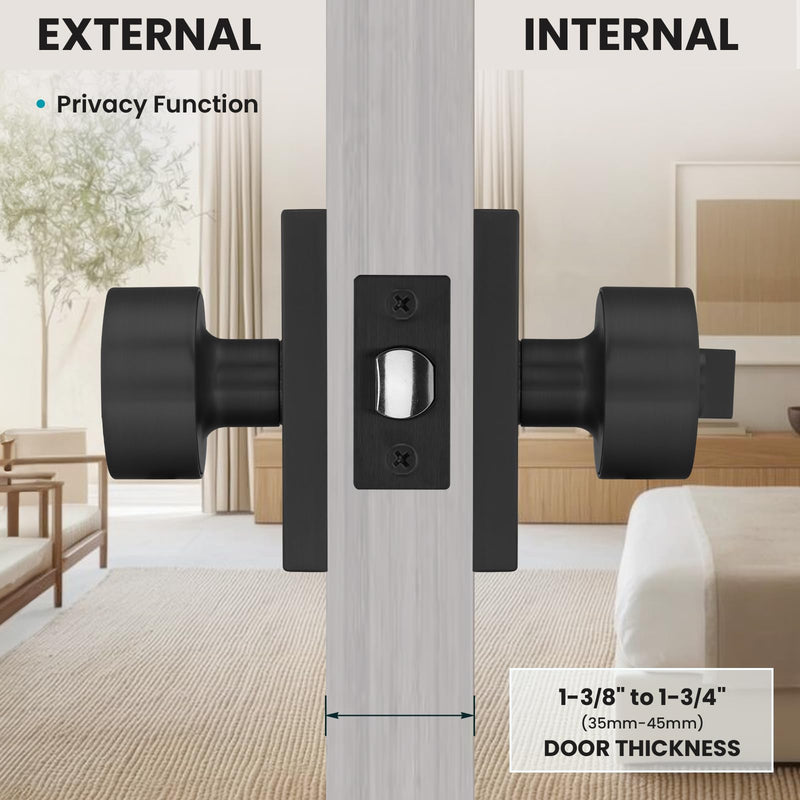 Matte Black Door Knobs with Lock and Key, Keyed Alike Door Knobs Exterior/Interior, Black Entry Door Lock for Front Door, 1 Pack