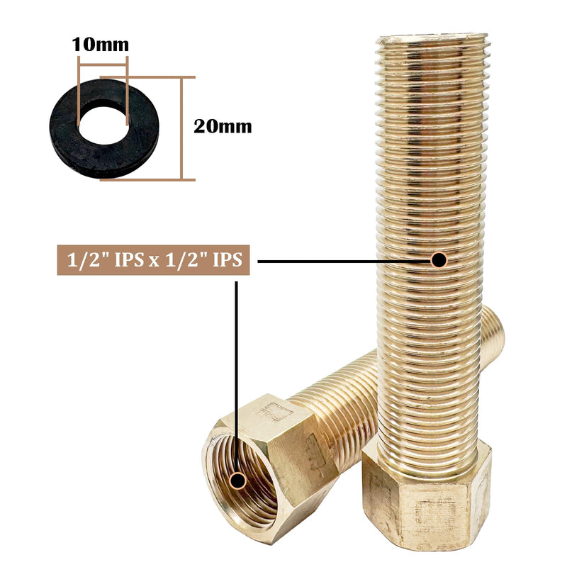 1/2" IPS Faucet Extension Adapter Kits, Brass Extension Nut Fittings, Single Hole Faucet Extension Mounting Pipe