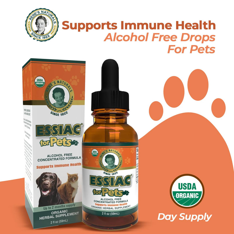 Essiac for Pets | USDA Organic | Daily Drops for Immune Support and Longevity | Pre-Measured Dropper | Alcohol Free Concentrated Formula | 2oz (59ml)