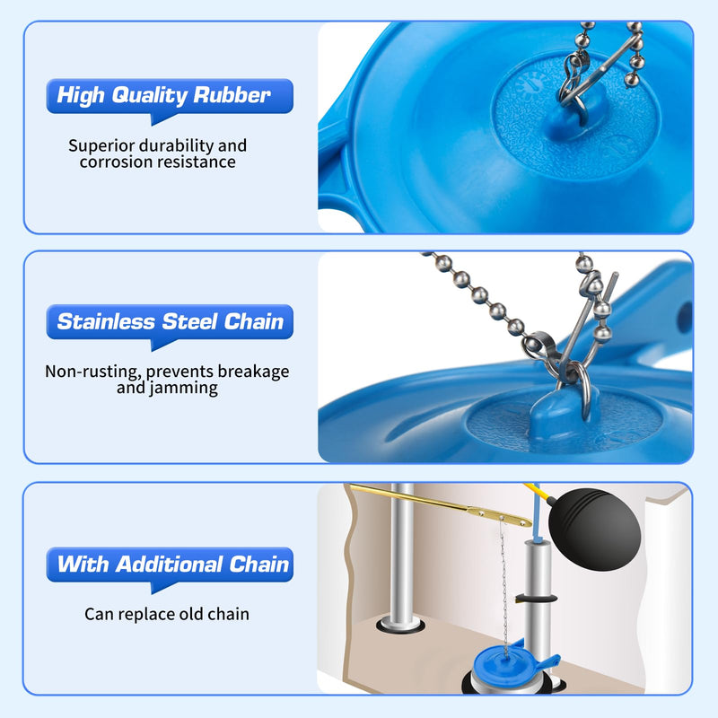 Gerber Toilet Flapper Replacement, 3 inch Toilet Stopper Kit for Gerber 99-788 with 2 Toilet Handle Chains Fits 3 inch Toilet Flush Valve, Water Saving, Easy to Install 1
