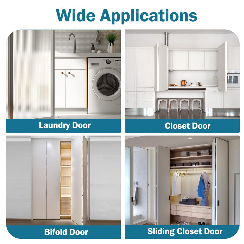 Bifold Door Hardware Repair Kit - 4 Packs Bi-fold Sliding Closet Doors Replacement Parts Include Top & Bottom Bracket, 3/8" Pivot, 7/8" Guides Wheel, for Folding Pocket Door Accordion 4 Pack Sliver