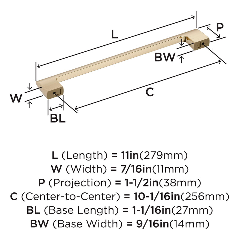 Amerock Riva 10-1/16 inch (256mm) Center-to-Center Golden Champagne Cabinet Pull, BP55490BBZ