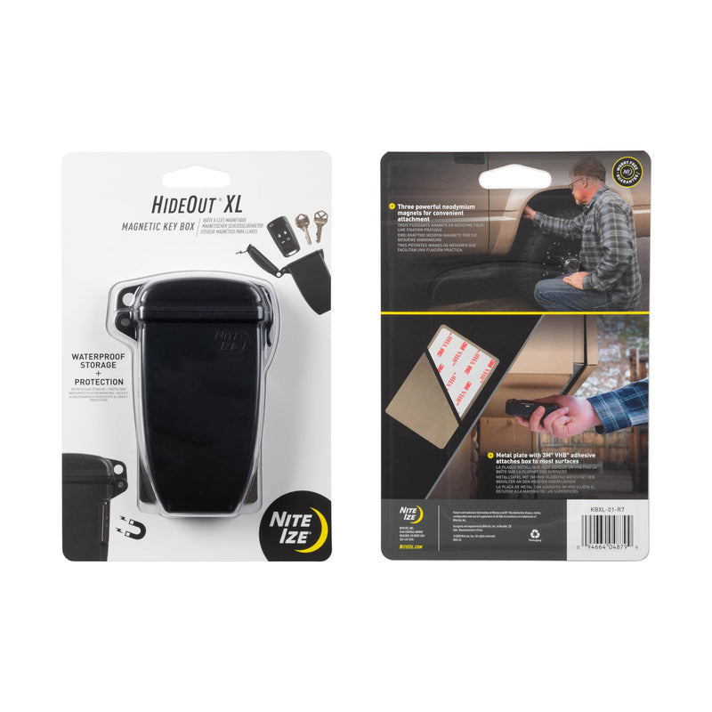 Nite Ize Hideout Magnetic Key Box - Waterproof Key Hider - Magnetic Key Holder & Box - Waterproof Key Storage for Spare Keys - Black, Extra Large Extra Large (Pack of 1)