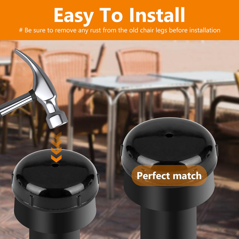 48-Pack Wrought Iron Patio Furniture Feet Caps 1-1/2 inch Round Plastic Outdoor Chair Leg Caps, PETOX Patio Chair Leg Caps for Metal Chairs, Patio Furniture Replacement Feet for Chairs & Tables, Black 48