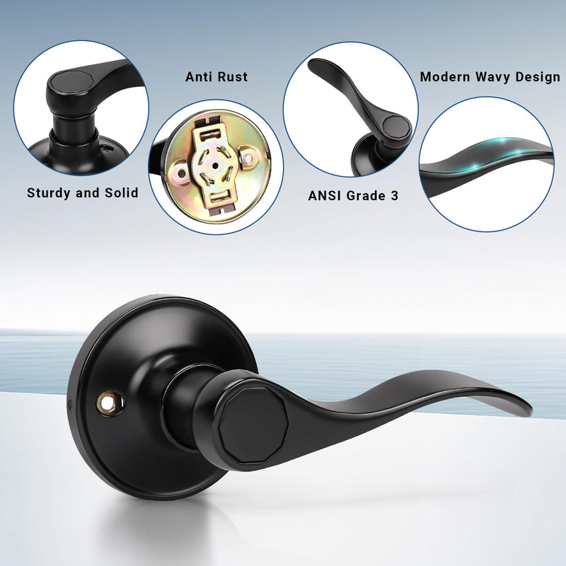 Knobonly 1 Pack Single Side Closet Door Handles, Non-Turning Right and Left Black Dummy Door Handle, Door Handle no Lock, Zinc Alloy