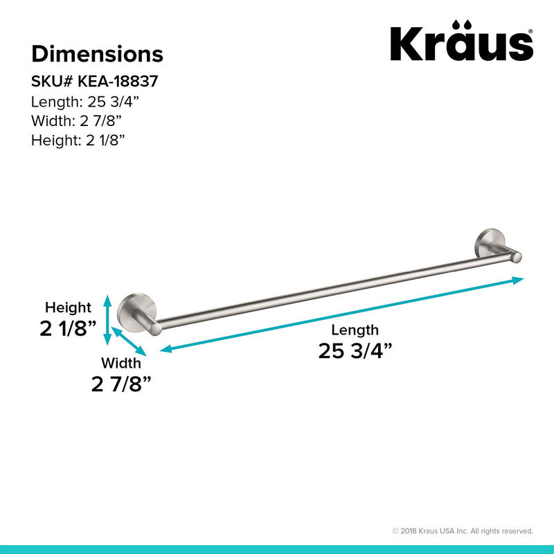 KRAUS Elie 24-inch Bathroom Towel Bar, Brushed Nickel Finish, KEA-18837BN