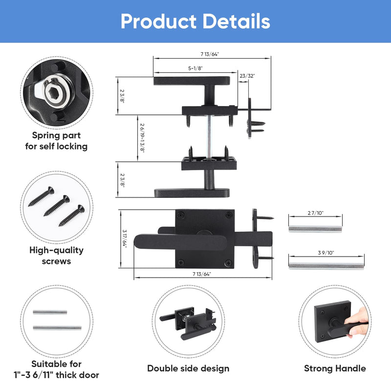 Gate Latch, BARNSMITH Heavy Duty Double Side Gate Latches, Matte Black Fence Latch, Garden Door Latch, Pool Gate Latch GT01