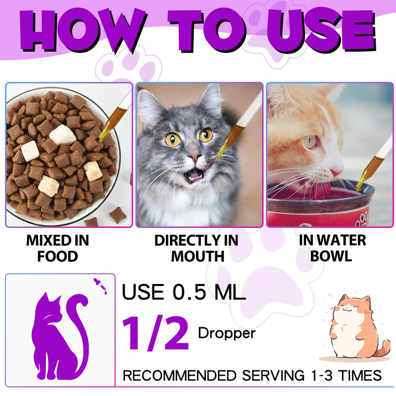 Cat Multivitamin,15 in 1 Cat Vitamins and Supplements, cat Vitamins for Indoor Cats, Liquid Drops for Heart Health, Bones, Joint, Skin & Coat, Immune System Support 60ml 2 fl.oz