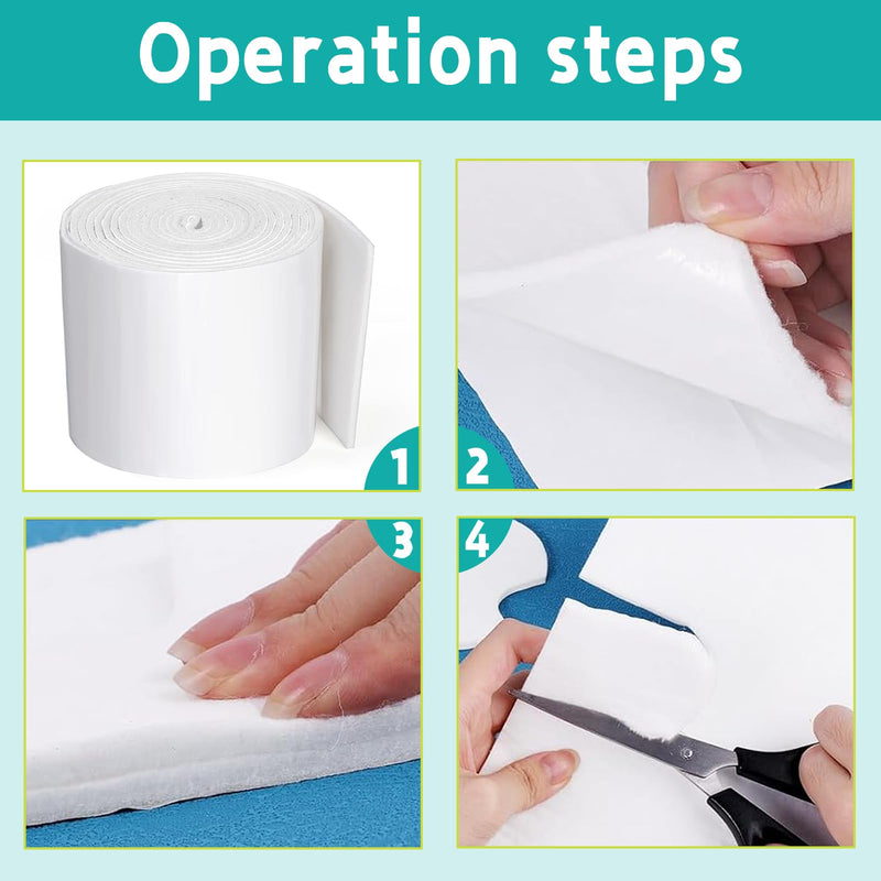 1/4" x 6" x 3 Yard Adhesive Felt Padding Felt Adhesive White Felt Roll Orthopedic Part for Wound Cushioning Cuttable Felt Padding for Provide Cushioning and Support in Pain Foot, 1 Roll