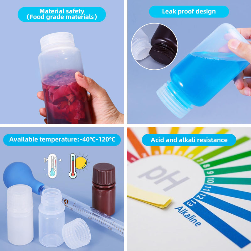 1 oz Wide Mouth Lab Reagent Bottle, Laboratory Grade Chemical Container, Sealed Leak-proof Translucent HDPE Bottle, Pill Bottle, Water Sample Bottle(5 Pcs) 1oz(30ml)