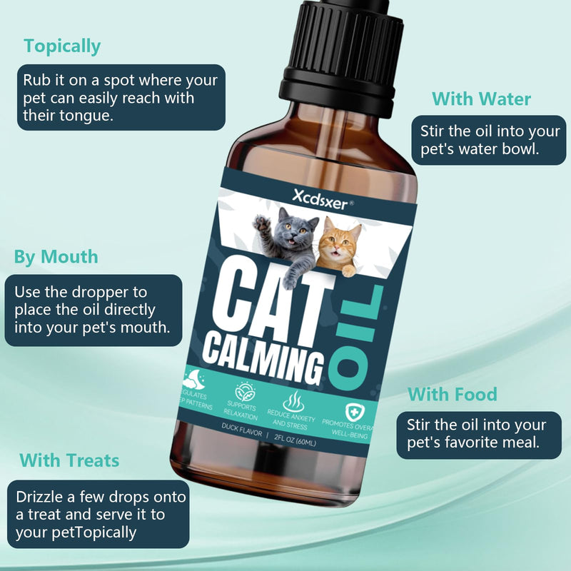 Cat Anxiety Relief Drops - Natural Stress Relief for Anxious Cats, Soothes Loud Noise & Separation Anxiety, Promotes Deep Sleep, Safe for All Breeds & Ages BROWN M1