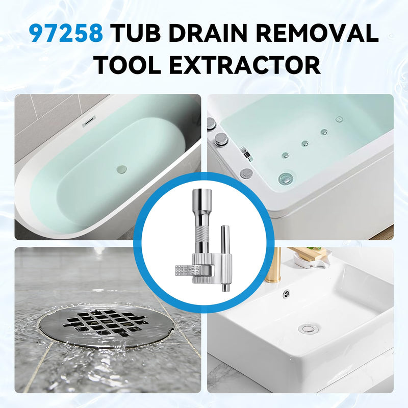 97258 Tub Drain Removal Tool Extractor - with 3/8" Drive Interface for Removes Old Broken Stubborn and Rusted Drains
