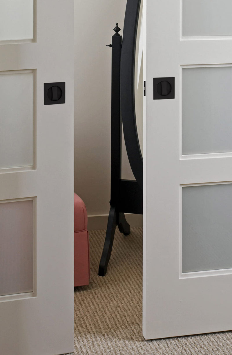 goldenwarm Pocket Door Lock, Matte Black Contemporary Privacy Square Pocket Door Hardware, Black Sliding Pocket Door Lock(1 Pack) Square - 1 Pack - NewNest Australia