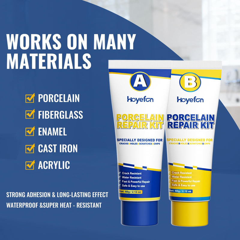 Porcelain Repair Kit White,Tub Chip and Bathtub Repair Kit for Chips, Cracks, Scratches, Rust, Holes on Tubs, Sinks, Tiles, Toilet, Ceramics, Fiberglass, Enamel, Acrylic - NewNest Australia