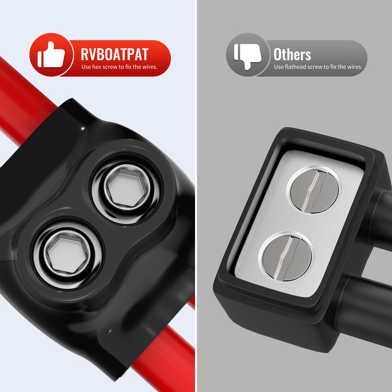 Insulated Multi Tap Connector 3/0-6 AWG 2 Port Aluminum Wire Connector Black Electrical Cable Connectors Dual Entry 7/32" Allen Hex - 6 Pack Dual Entry 2 Port 3/0-6 AWG
