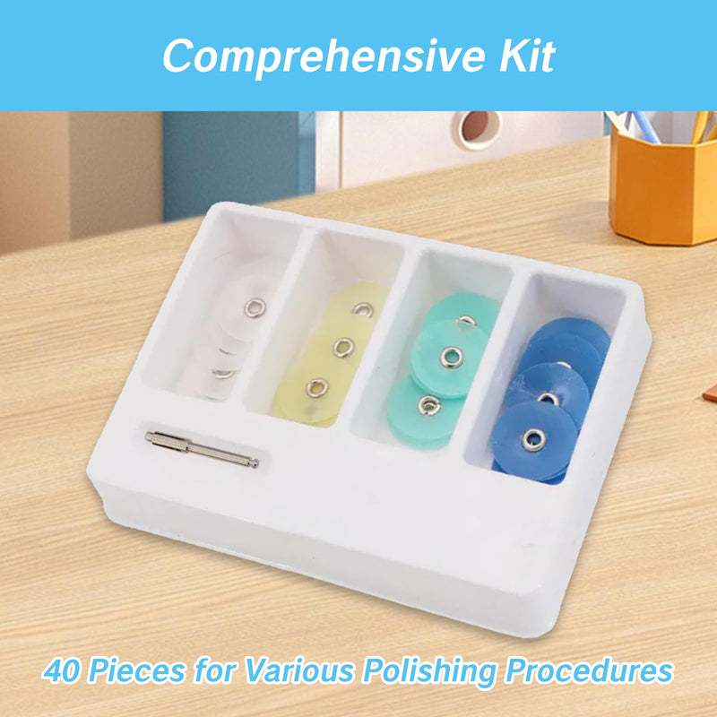 40 Pieces Composite Finishing Kit Dental Polishing Discs and Tools 12mm & 14mm Dental Polisher Supplies with Mandrel Stem Professional Denture Burs Sanding Strips Resin Material for Teeth
