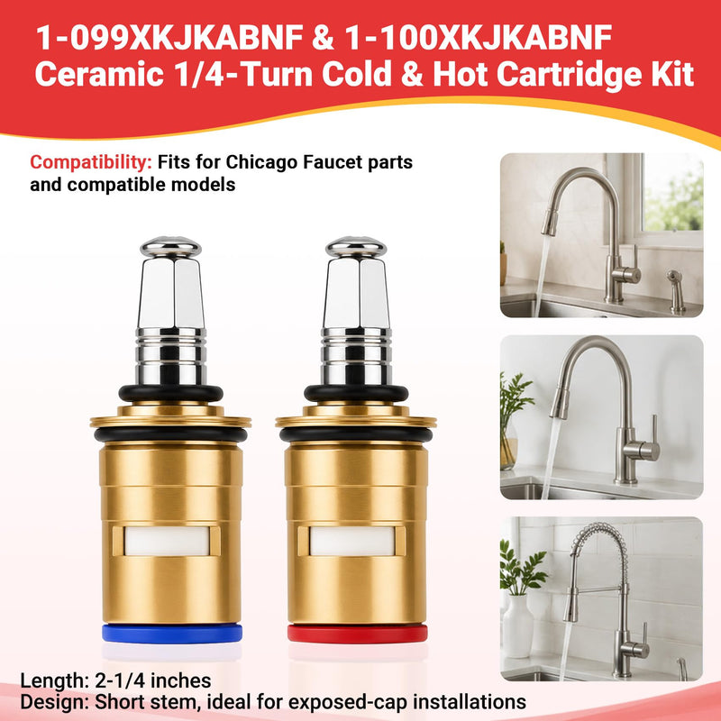 1-099XKJKABNF & 1-100XKJKABNF Ceramic 1/4-Turn Cold & Hot Cartridge Kit