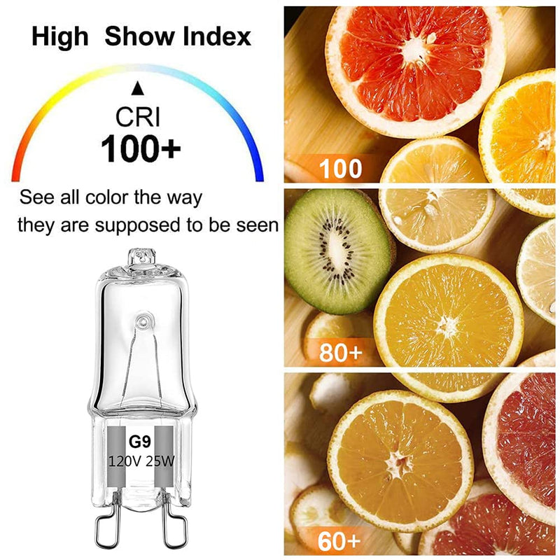 G9 Halogen Light Bulb 25W for Whirlpool Microwave Oven, Whirlpool Over The Stove Range Microwave, Replace W10709921 (4 Pack)