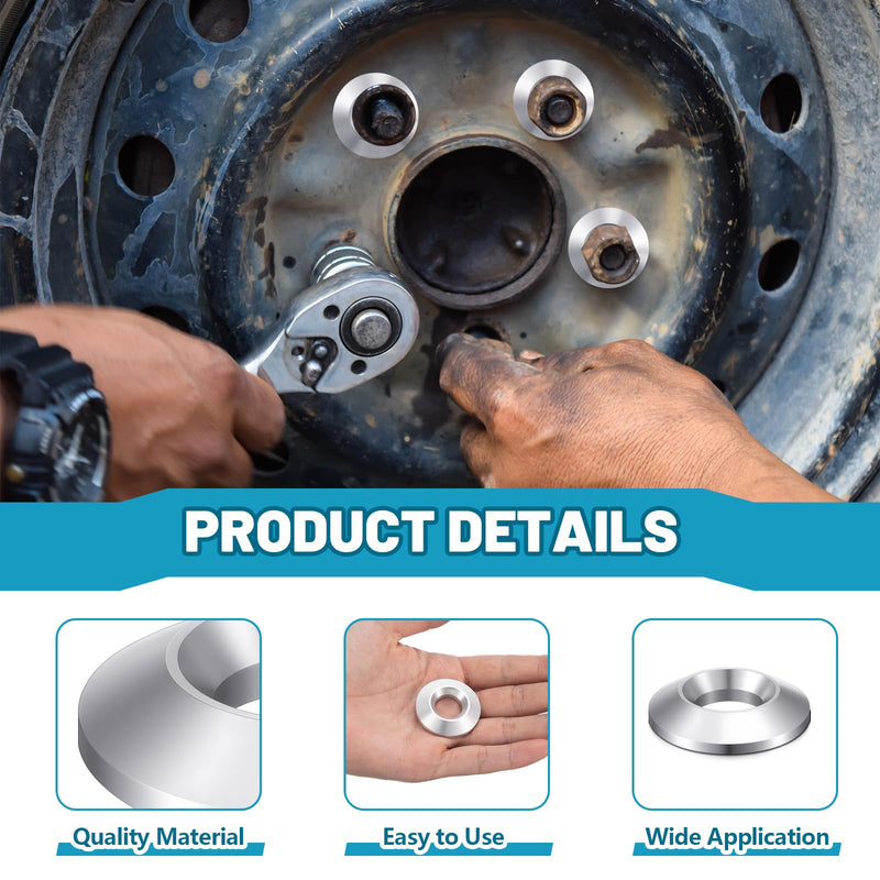 20 Pcs Aluminum Wheel Washer Replacement, 60 Degree Aluminum Wheel Washer for Car Enthusiasts, Repair Technicians, Flat Surface to 60 Degree Lug Taper