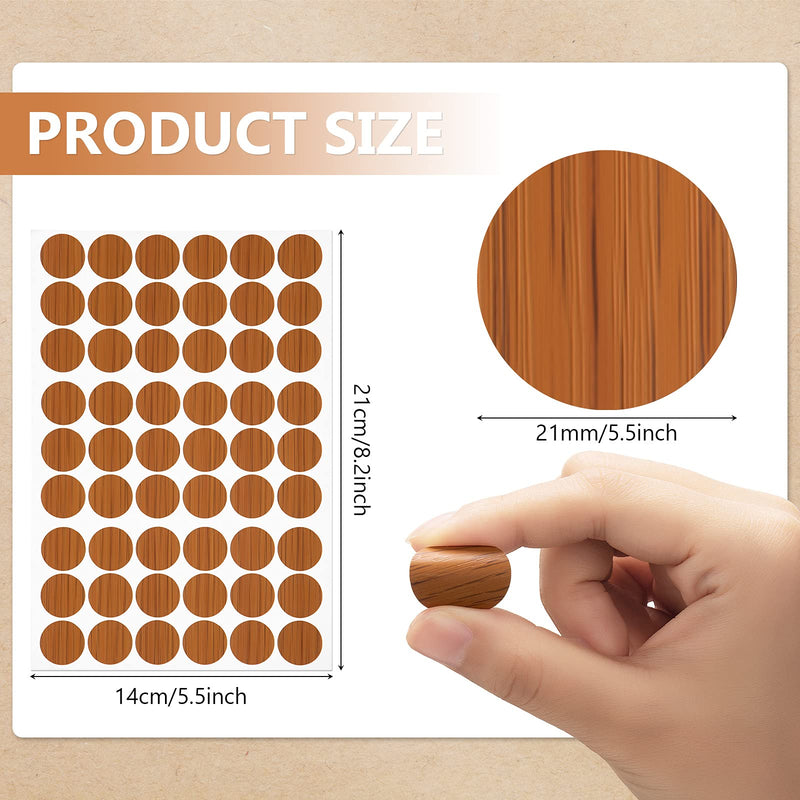864 Pieces Screw Covers Wood Stickers for Furniture, 0.83 Inch Screw Hole Stickers Waterproof PVC Cover Caps Adhesive Wood Grain Stickers for Screw Holes Wall Cabinets Bookcase Desk (Basic Color) Basic Color