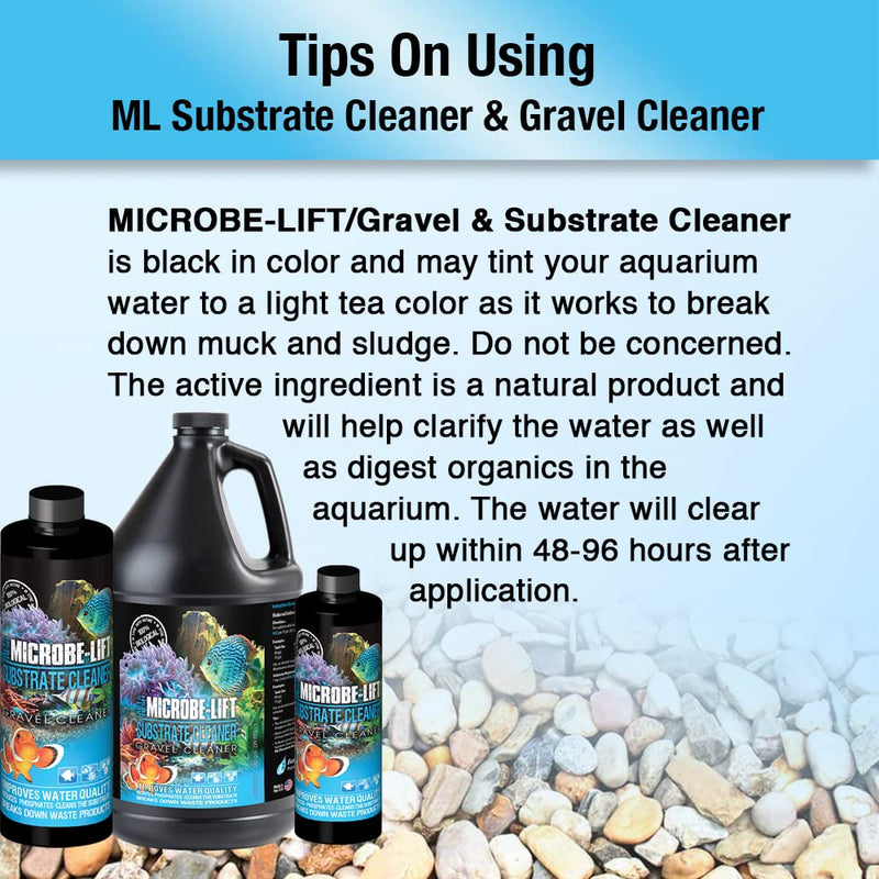 Microbe-Lift Gravel & Substrate Cleaner for Saltwater Aquarium and Freshwater Tanks, Tank Cleaner and Aquarium Water Conditioner, Clarifies Water, Reduces Muck, Aquarium Supplies, 16 Ounces (GSC16)