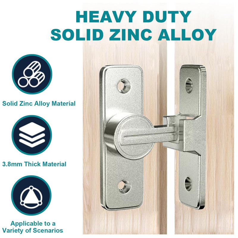 Barn Door Lock Hardware, 90 Degree Heavy Duty Gate Latches Flip Latch Safety Door Bolt Latch Lock, Barn Sliding Door Latch Lock Suitable for Garden, Bathroom, Outdoor, Garage, Window(Nickel) Nickel