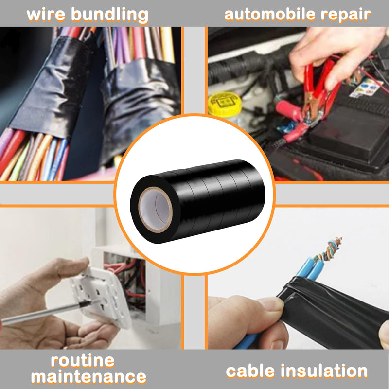 Electrical Tape Black,0.7in X 26.5ft,7mil Thick,6 Pack,Industrial Grade Electrical Tape,Multipurpose Electric Tape for Wrapping Wiring Harness,Electric Insulating 0.7in X 26.5ft 6