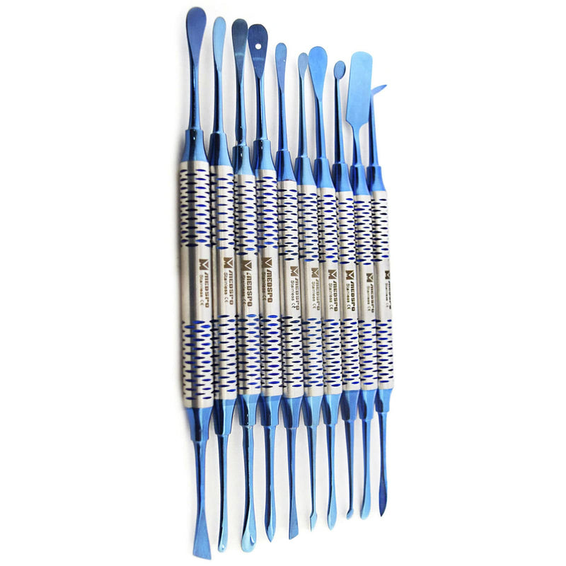 MEDSPO Professional Dental Elevators | Composite Restorative Implants | Luxating Filling | Surgical Root Extraction Spreading | Osteotome Periotome Instruments (Periosteal Elevator Blue Set of 10)