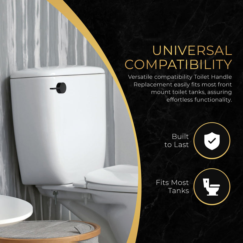 RAVINE Premium Modern Luxury Universal Toilet Handle Replacement, Majestic Collection. Toilet Lever Replacement, Easy Install (Black, Front Mount) Black