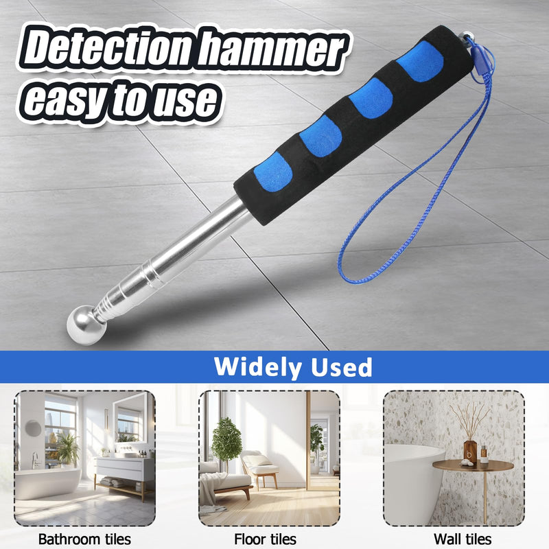 Litoexpe 115cm Hollowing Drum Hammer Sound Detection Folding Stick, Thickened Telescopic Rod for House Decoration Inspection (Blue) Blue