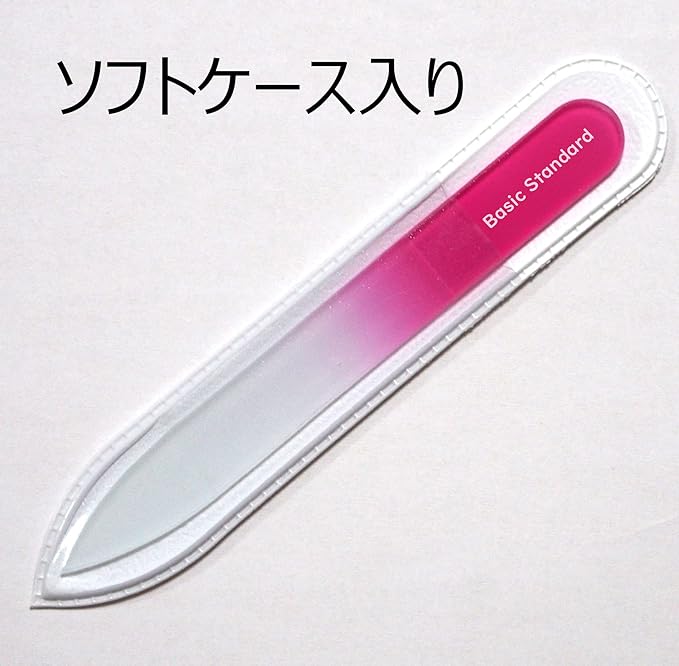 Nail File Czech Craftsman Finished Glass Nail File 3.5 inches (90 mm) Double-Sided Type (Transparent Soft Case Included) Pink - NewNest Australia