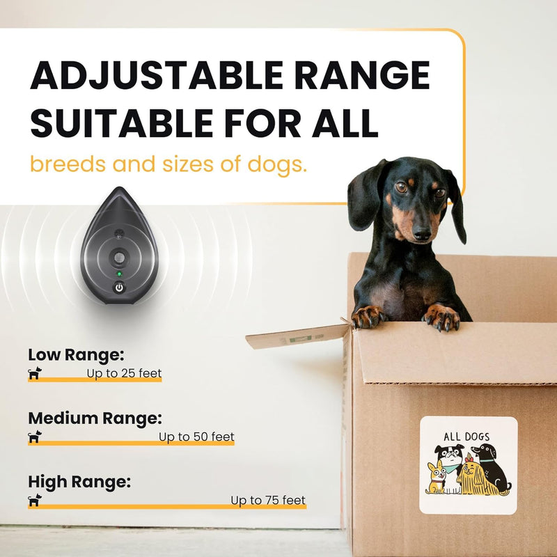 STÙNICK 2026 Anti Bark Device and 75 Feet Neighbor Dog Silencer - 3 Level Bark Box Anti Bark Device, Bark Stop Devices Ultrasonic Dog Bark Control, Outdoor Bark Deterrent