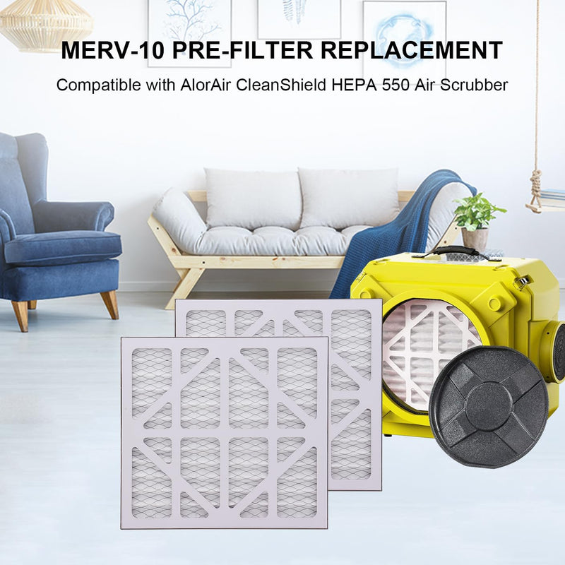 5 Pack MERV-10 Pre-Filter Replacement Compatible with AlorAir CleanShield HEPA 550 Air Scrubber and Abestorm HEPA 550 Air Scrubber - 5 Pack