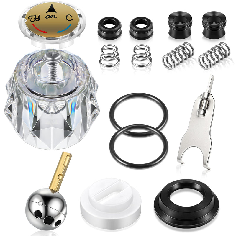 Acrylic Single Handle Trim Set, Complete Faucet Repair Kit Replacement Compatible with Delta 600 Series Shower Valve, Compatible with RP212 Stainless Steel Ball Valves and Clear Knob