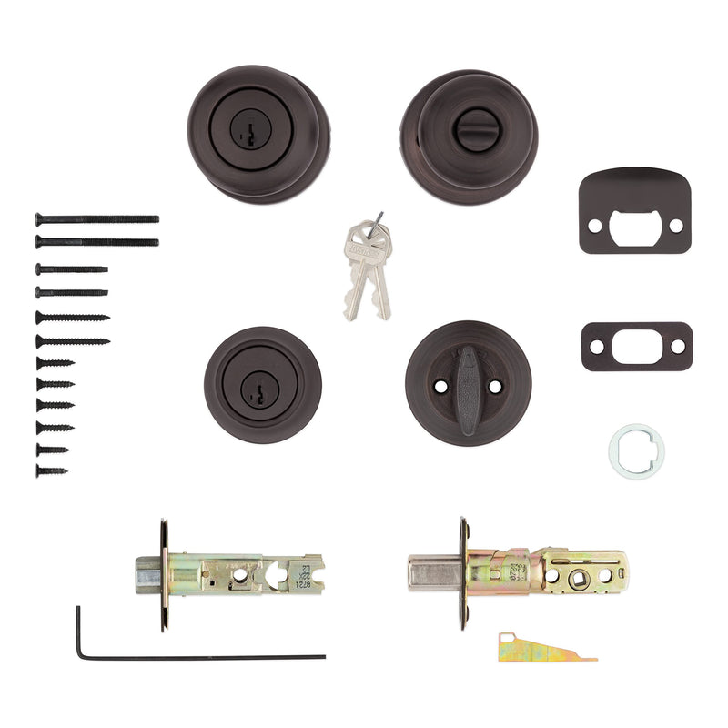 690 Cove Keyed Entry Knob and Single Cylinder Deadbolt Combo Pack featuring SmartKey in Venetian Bronze featuring Microban 1 Pack With SmartKey
