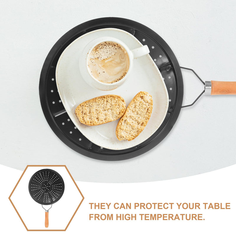 Hemoton Kitchen Heat Diffuser Insulation Pad 14.37 X 8.66 in Anti-Scalding Pot Mat with Wooden Handle Heat Resistant Trivet for Stove Top Coffee Mug Warmer Milk Insulation Mats 2 Pcs