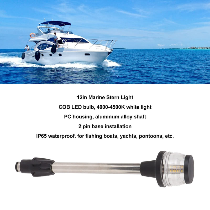 Yunseity Boat Stern Light, 12 Inches LED Anchor Light, 2NM Visibility Marine All Round Lights, IP65 360 Degree All Round 4000-4500K Anchor Pole Light for Pontoon and Fishing Boat